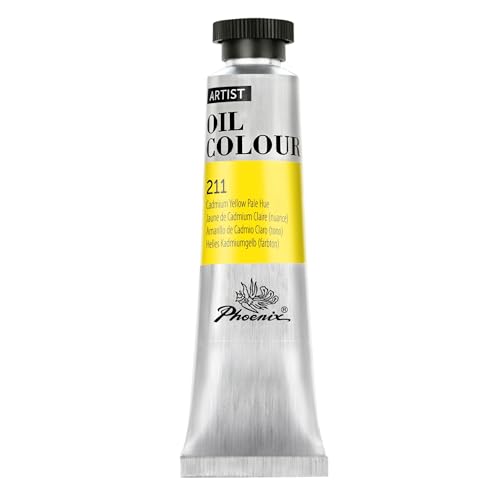 PHOENIX Cadmium Yellow Pale Hue Oil Paint - 40ml / 1.35 Fl oz. Single Tube - Artist Quality Oil Based Paint for Professionals - color: Cadmium Yellow Pale Hue