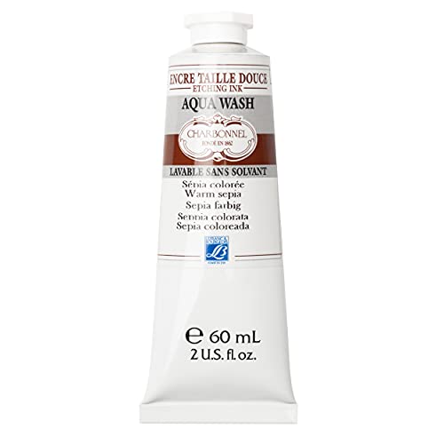 Charbonnel Aqua Wash Etching Ink, 60ml Tube, S3, Warm Sepia 120 - color: Warm Sepia, size: 2 fl oz