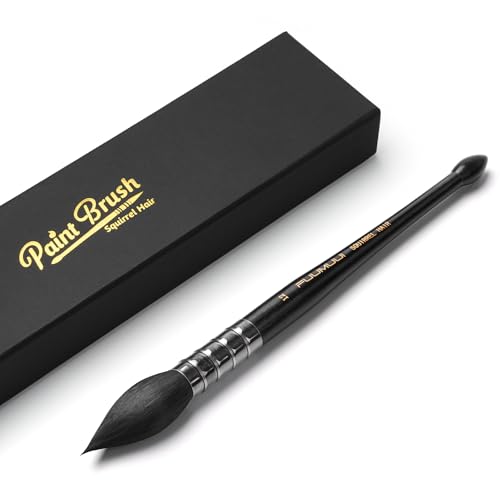 Professional Watercolor Brush, Fuumuui Natural Squirrel Hair Mop Brush, Round Quill Detail Fine Tip Watercolor Paint Brush for Water Color Gouache Ink Painting - Sizes #12 - color: Size #12