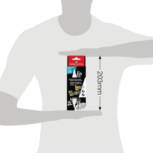 Faber-Castell Shake & Paint Markers: Black & White - 2 Dual Tip Paint Markers, Permanent Markers for Clothes, White Acrylic Paint Pen, Arts & Crafts Supplies - style: Black & White