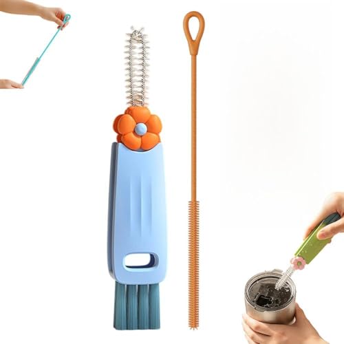 3 in 1 Cup Lid Cleaning Brush, 2026 New Multifunctional Bottle Brush Cleaner, Bottle and Straw Brush Cleaning Set, Crevice Cleaning Brush Tools for Gap Tight Spaces, Home Kitchen Gadgets (2PC B) - color: 2pc B