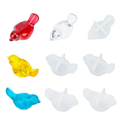 arricraft 10 Pcs 3D Bird Silicone Resin Molds, Epoxy Resin Casting Molds for for UV Resin Jewelry DIY Craft - color: 3D Bird
