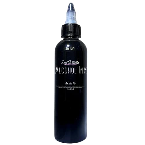 Premium Alcohol Ink|Metallic or Glitter Vibrant|High Saturated Unique Colors|4oz|for Tumblers,Coasters,Resin Dye,Alcohol Ink Paper,Yupo,Resin Petri Dish|by Ezgi Sertcetin (Metallic Black) - color: Metallic Black