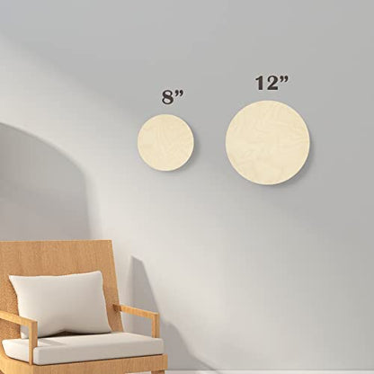 Falling in Art Unfinished Round Birch Wood Canvas Panels Kit, 4 Pack of 2 Sizes 8' and 12' Studio 3/4’’ Deep Cradle Boards for Pouring Art, Crafts, Painting, and More - size: 8'+12' round 2 PACK