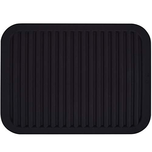 dealcase 9"X12" Environmental Silicone Mats, Premium Quality Insulated Flexible Durable Non Slip Coasters Hot Pads Hot Dishes, Pots Pans - Waterproof Trivet mat, Tableware Pad, Hygienic Safety, Black - color: Black