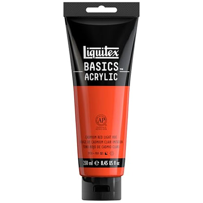 Liquitex BASICS Acrylic Paint, 250ml (8.5-oz) Tube, Cadmium Red Light Hue - color: Cadmium Red Light Hue, size: 8.45 Fl Oz (Pack of 1)