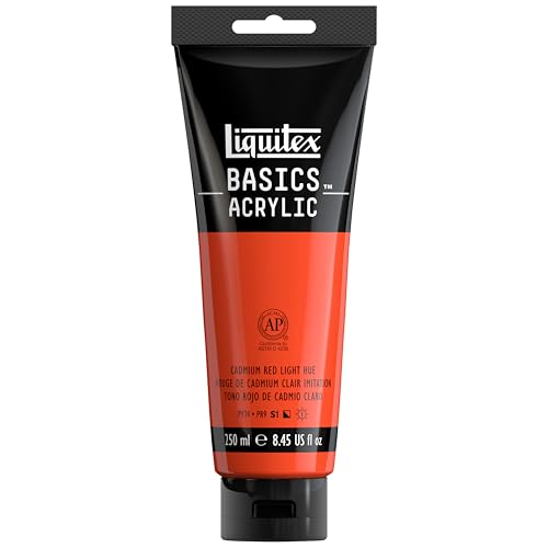 Liquitex BASICS Acrylic Paint, 250ml (8.5-oz) Tube, Cadmium Red Light Hue - color: Cadmium Red Light Hue, size: 8.45 Fl Oz (Pack of 1)