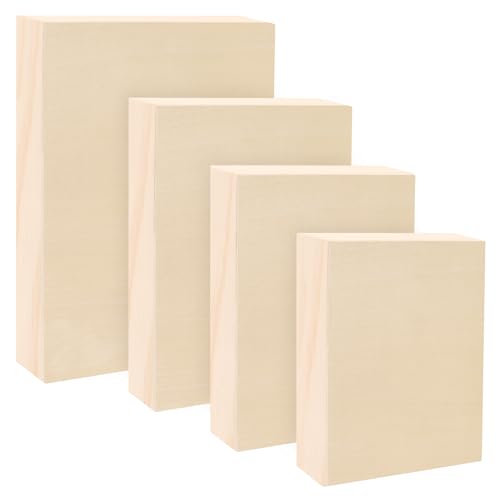 Da Vinci Pro Birch Wood Panel 1-5/8" Deep – Bundle of 4 Small Rectangular Panels - Fine Textured, Warp Resistant, Lightweight & Rigid –for Mounting Sanded Pastel or Watercolor Paper, Linen or Canvas
