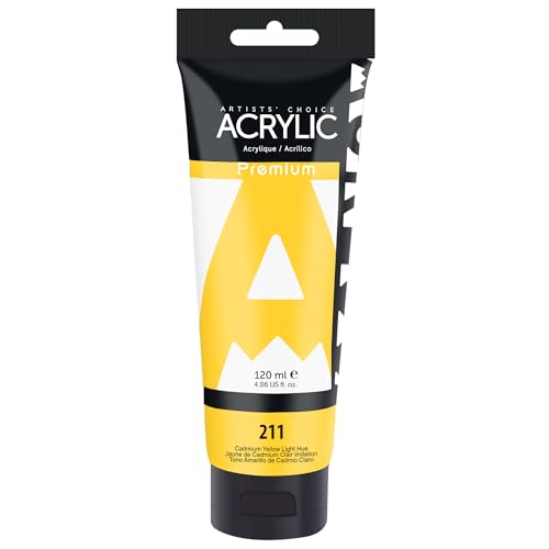 AUREUO Cadmium Yellow Light Hue Acrylic Paint, 4 Fl Oz / 120ml Single Tube, Rich Pigment Art Craft Paints for Canvas, Rocks, Wood, Ceramic, Fabric - Art Supplies for Beginners, Professionals, Artists - color: Cadmium Yellow Light Hue, size: 4 Fl Oz (Pack