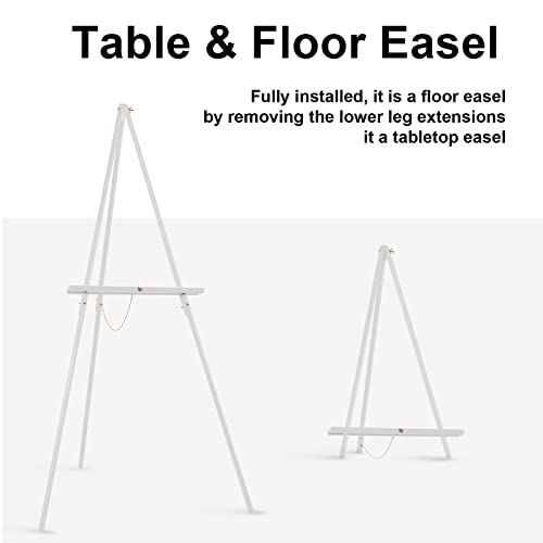 Falling in Art 65" A-Frame Tripod Easel Stand, Wooden Display Easel with Adjustable Canvas Holder, Floor Easel for Wedding Signs, Posters, Paintings, Artwork(White) 2 Pack - color: White-2 Pack