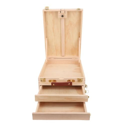 Pochade Box Wooden Easel Box Adjustable Tilt for 24 Inch Canvas Sketching Portable Tabletop Easel with Storage for Painting