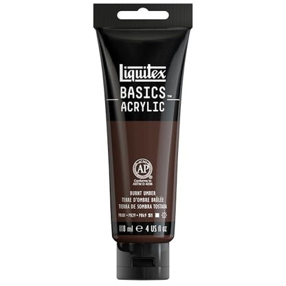 Liquitex BASICS Acrylic Paint, 118ml (4-oz) Tube, Burnt Umber - color: Burnt Umber, size: 4 Fl Oz (Pack of 1)