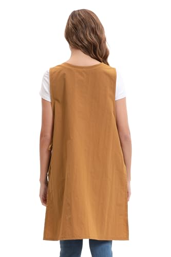 Nanxson Waterproof Apron with Pockets Plus Size Chef Apron | Side tie design,Split-piece apron,for Cooking Kitchen Baking Painting Grilling, - color: Brown