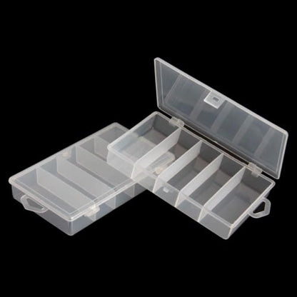 2 Pack 5 Grid Clear Plastic Fishing Tackle Storage Box Jewelry Making Findings Organizer Box Container Case Utility Box,7x4.3x1.2inch