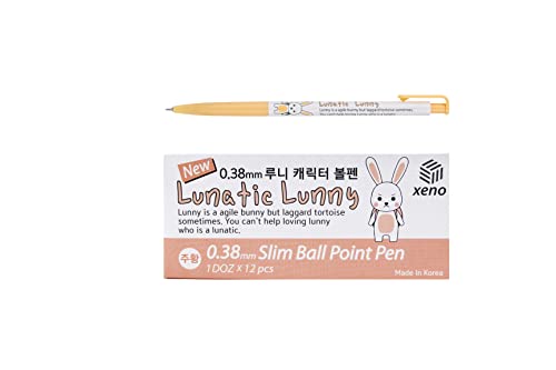 ZEESOON Xeno Lunatic Lunny 0.38mm Slim Ball Point Pen Dozen Box 12 Pcs, Made in Korea (Orange 12pcs) - color: Orange 12pcs