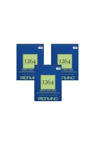 Fabriano 1264 Drawing Pad, 11" x 14", Spiral Bound, 75 lb., 3-Pack - size: 11" x 14", 3-Pack