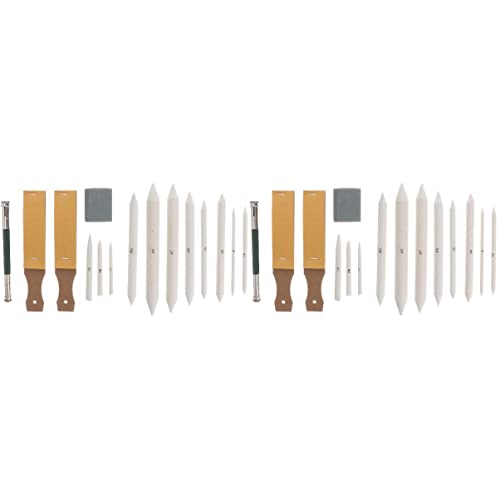 Ciieeo 46pcs Blending Stumps and Tortillions Art Set Sandpaper Pencil Sharpener Kneaded Eraser and Pencil Extension Tool for Student Sketch Drawing and Shading