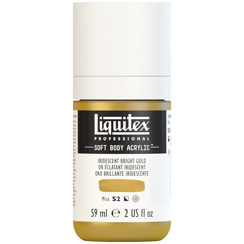 Liquitex Professional Soft Body Acrylic Paint, 59ml (2-oz) Bottle, Iridescent Bright Gold - color: Iridescent Bright Gold, style: 2-oz Bottle