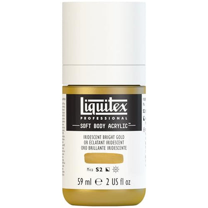 Liquitex Professional Soft Body Acrylic Paint, 59ml (2-oz) Bottle, Iridescent Bright Gold - color: Iridescent Bright Gold, style: 2-oz Bottle