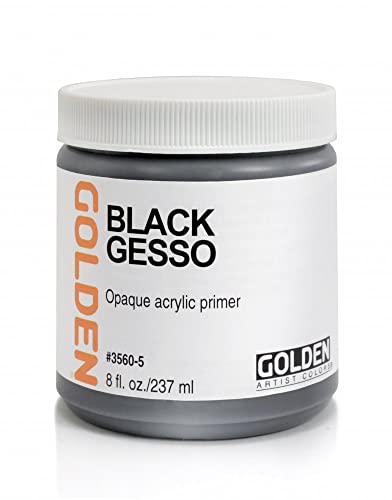 Black Gesso by GOLDEN, 8 fl. oz. Jar, Professional Acrylic Gesso, Opaque