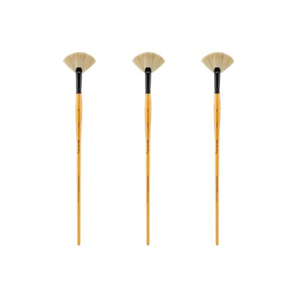 Creative Mark Mimik Hog Professional Synthetic Hog Bristle Paint Brush- Versatile Alternative to Natural Hog Hair Paint Brushes for Oil Painting, Acrylics, Inks, Gouache, Watercolors- Fan # 6-3 Pack - size: Fan # 6