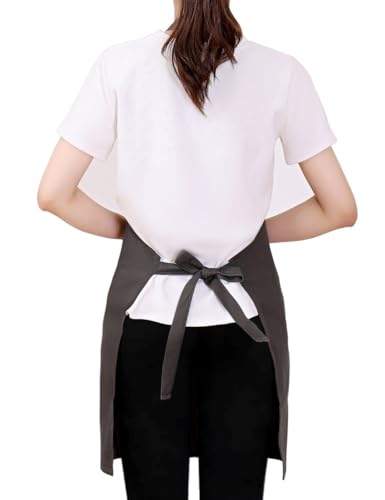 Kitchen Cooking Apron for Women Men with Big Pockets Canvas Waterproof Aprons for Server Pottery Artist Chef Apron - color: Grayish Green