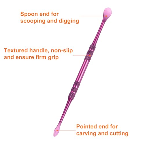 HARFINGTON 8 Pcs Wax Carving Tools 4.8" Double Ended Stainless Steel Wax & Clay Sculpting Wax Carvers Tools Modeling Spoon for Figures Clay Handmade Art Works, Violet - color: Violet
