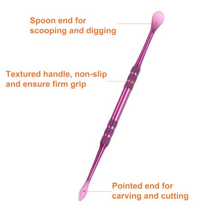 HARFINGTON 8 Pcs Wax Carving Tools 4.8" Double Ended Stainless Steel Wax & Clay Sculpting Wax Carvers Tools Modeling Spoon for Figures Clay Handmade Art Works, Violet - color: Violet