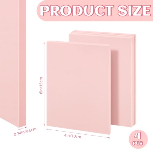 4 PCs 4x6 Inch Linoleum Blocks for Printmaking, Stamp Carving & DIY Linocut | Pink Rubber Stamp, Soft 0.8cm thick, Smooth, clean cuts, Beginner-friendly; For cards, fabric & classroom art - style: 4pack