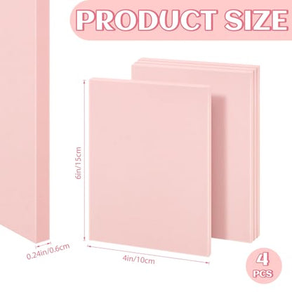 4 PCs 4x6 Inch Linoleum Blocks for Printmaking, Stamp Carving & DIY Linocut | Pink Rubber Stamp, Soft 0.8cm thick, Smooth, clean cuts, Beginner-friendly; For cards, fabric & classroom art - style: 4pack