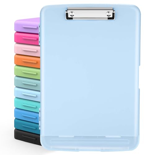 Sooez Clipboards with Storage, High Capacity Clip Boards 8.5x11 with Storage, Heavy Duty Nursing Clipboard Folder, Plastic Clipboard with Pen Holder for Women Teachers Work, School & Office Supplies - color: Baby Blue