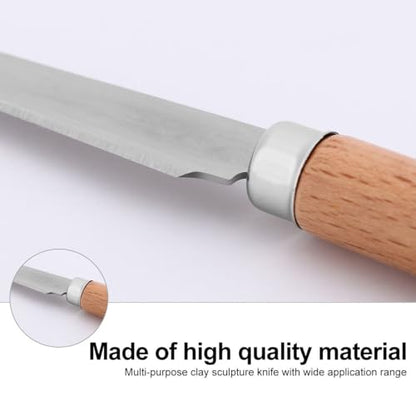 HEALLILY 2 PCS Wood Handle Carving Knife Fettling Knife Tools Ceramic Polymer Clay Sculpture Modeling Fettling Knife for Ceramic Polymer Clay Carving Modeling Pottery Sculpting