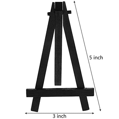 Chuangdi 12 Pieces 5 Inch Black Mini Wood Display Easel, Holder for Small Canvases, Cards, Photos, Notices, Etc - size: 5 Inch