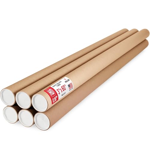3" x 60" Heavy-Duty Reinforced Cardboard Mailing Tube, Pack of 6 Tubes with 12 Caps – Secure USPS Approved – Great for Shipping and Storing of Prints, Artwork, Posters or Documents - color: Heavy-Duty, size: 3" x 60"