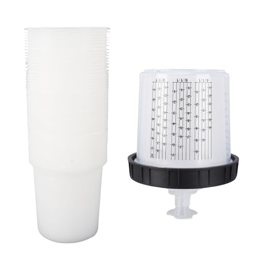 Paint Spray Cup Liners Lid System ABS Disposable Paint Spray Cup Set 20.3oz 600ml with 50 Liners 50 Filter Lids Leak Mixing for HVLP LVLP Painters