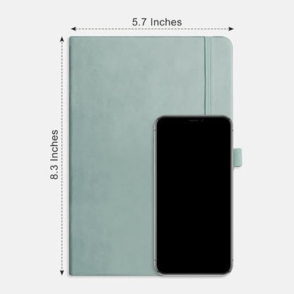 RETTACY Graph Grid Paper Notebook, 192 Pages, A5 Medium Size (5.7'' x 8.3''), 5 Squares per Inch, Leather Hardcover, 100 GSM Thick Paper, for School, Students, Math, Engineering (Blue-gray) - color: Blue-gray, style: Grid