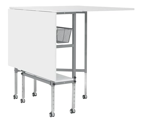 Studio Designs Sew Ready Hobby and Cutting Craft Desk Table with Storage Drawers - color: Silver/White