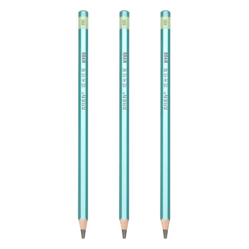 PATIKIL 6B Drawing Pencils for Sketching, Set of 3 Hexagonal Graphite Sketch Pencils Professional Sketching Art Supplies for Drawing Shading Writing Art Artists Beginners, Black - style: 6B