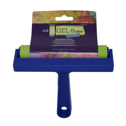 Gel Press Rubber Brayer - for Printmaking, Scrapbooking, Paper Crafts, Home Decor & More - 6 Inches, Blue & Green - size: 6 inch brayer