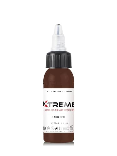 Xtreme Tattoo Ink, Versatile Medium Viscosity for Precision Tattooing, Rich Hue, Quick Healing, Acrylic-Free, Water Based and Premium Quality - Ready-to-Use Tattoo Ink (Dark Red, 1 oz) - color: Dark Red, size: 1 oz