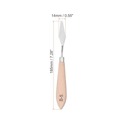 HARFINGTON Palette Knife Painting Tool 7.28" Stainless Steel Blade Spatula Painting Pallet Knife Beech Wood Handle for Oil Acrylic Canvas Color Mixing - size: 14mmx185mm