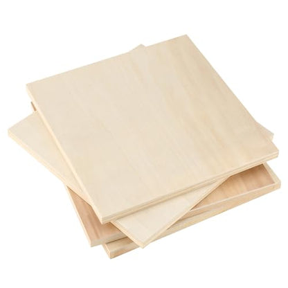 LEXININ 12 Pack 6 x 6 x 1/2 Inch Square Wooden Panels, 15 x 15 x 1.5cm Unfinished Square Wood Canvas Board, Cradled Painting Panel for DIY Art Craft