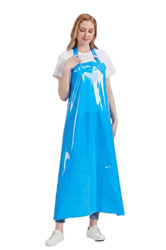 Nanxson TPU Waterproof Apron Lightweight Work Apron with Adjustable Buckle | Liquid Resistant,Neck buckle design,Easy to clean,Unisex,Butcher Apron for Dishwashing Grooming,Halloween - color: Blue