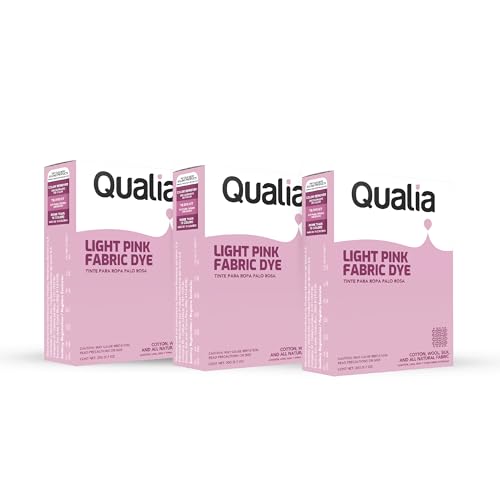 Qualia All Purpose Powder Fabric Dye, Easy to Use Dye for Natural Fabrics: Cotton, Wool, Silk, Wood, & Linen, Ultra Concentrated Colors, Light Pink, 3 Pack - color: Light Pink, size: 3