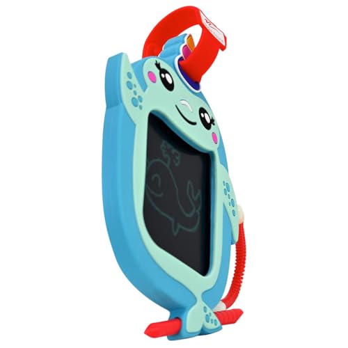Boogie Board Sketch Pals Noa the Narwhal 4” LCD Writing Tablet for Kids – Reusable Mess-Free Drawing Pad with Tethered Stylus – Clip-On Travel Doodle Board Toy – Ages 3+ - style: Noa Narwhal