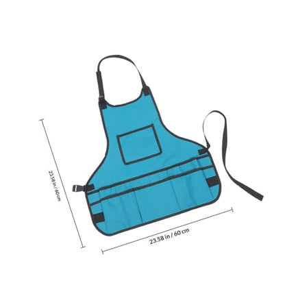 Gardening Apron with Multi Pockets Back Storage Apron for Men Women Artists Gardeners Toolkits Organizer Sky-blue