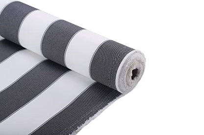 Stripe Canvas Awning Fabric Waterproof Outdoor Fabric 60" Black/White (1 Yard) - color: Black-white