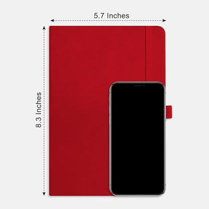 AHGXG Dotted Journal Notebook, 160 Numbered Pages, A5 Medium Size (5.7'' x 8.3''), 120 GSM Thick Paper, Leather Hardcover, for Journaling, Planning, Tracking (Red) - color: Red, style: Dotted