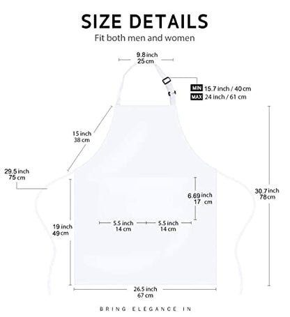 4 Packs Chef Apron, Waterproof Apron, Adjustable Aprons with 2 Pockets for Men Women, Professional Aprons for Kitchen Cooking Gardening Painting Baking Restaurant (White) - color: White