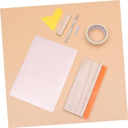 Uonlytech 1Set Silk Screen Printing Complete DIY Kit with Frame Squeegee Scraper Inkjet Transparency Film and Mask Tape for Craft Projects and Pattern Transfer